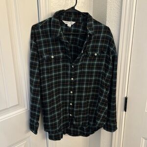 Old Navy green flannel button down XL